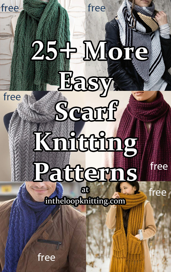 More easy scarf knitting patterns rated easy by knitters or designers.  Most patterns are free.