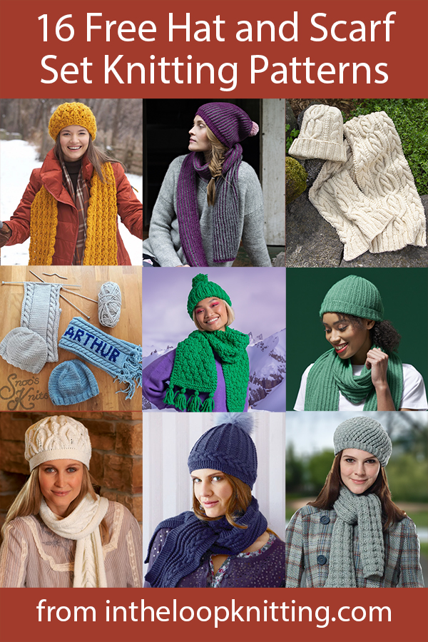 HFree knitting patterns for hat and scarf sets. Most patterns are free.