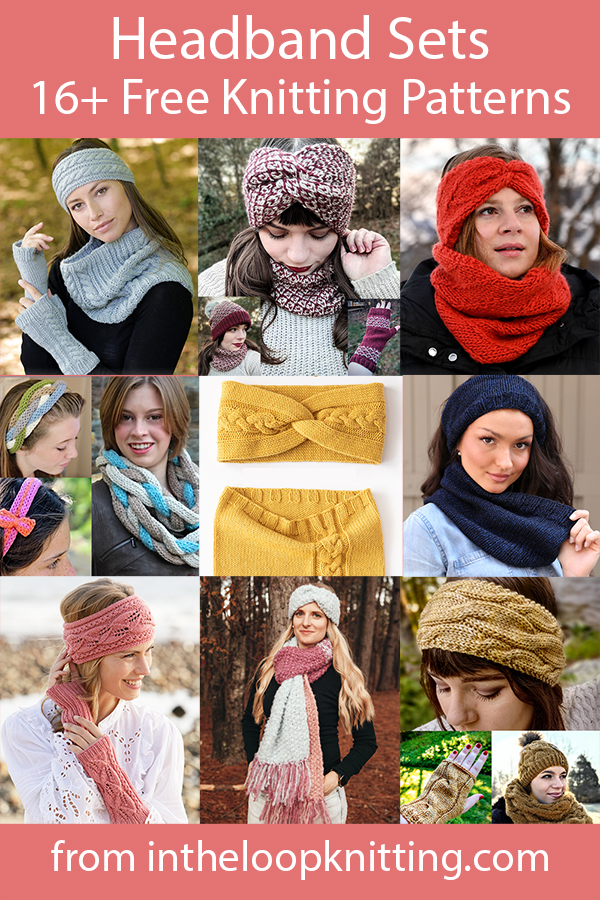 Free accessory set knitting patterns with headbands and matching scarves, mitts, cowls, and other accessories. Most patterns are free.