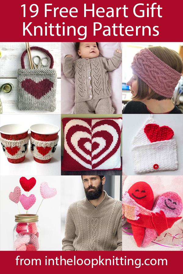 Free knitting patterns for knit hearts, heart gifts, sweaters, bags, and more featuring heart motifs. Most patterns are free.