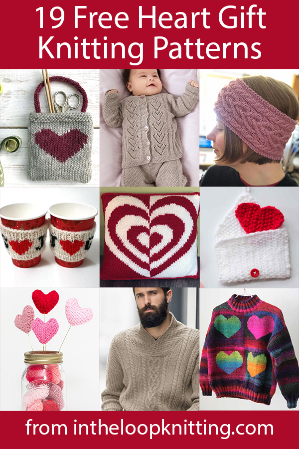 Free knitting patterns for knit hearts, heart gifts, sweaters, bags, and more featuring heart motifs. Most patterns are free.
