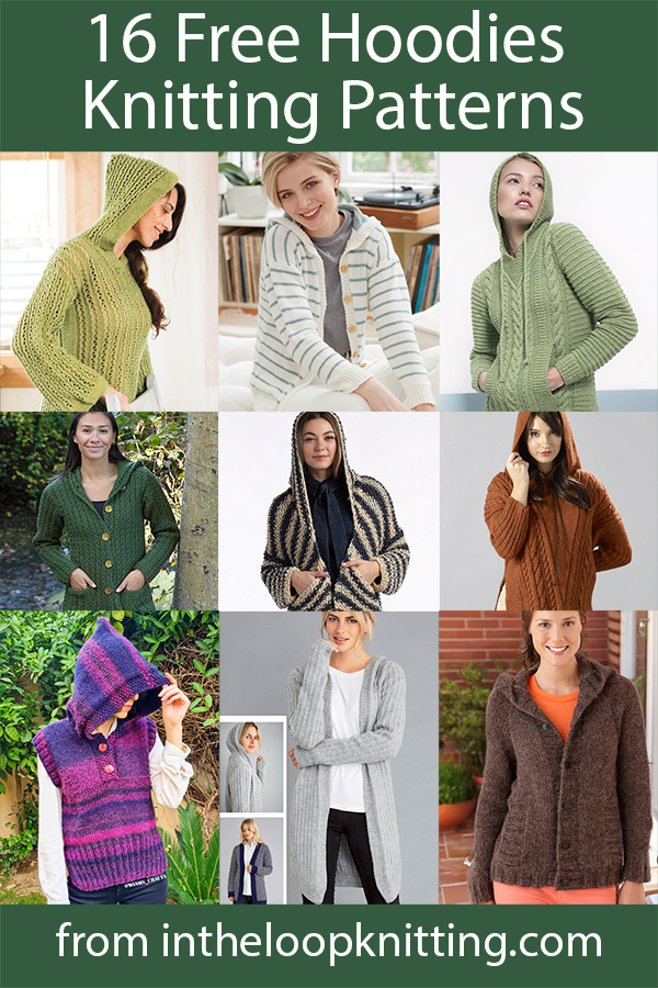 Free knitting Patterns for sweaters and cardigans with hoods. Most patterns are free. 