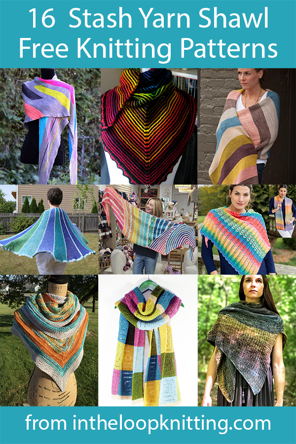 Free knitting patterns for shawls to use up leftover and scrap yarn. Most patterns are free.