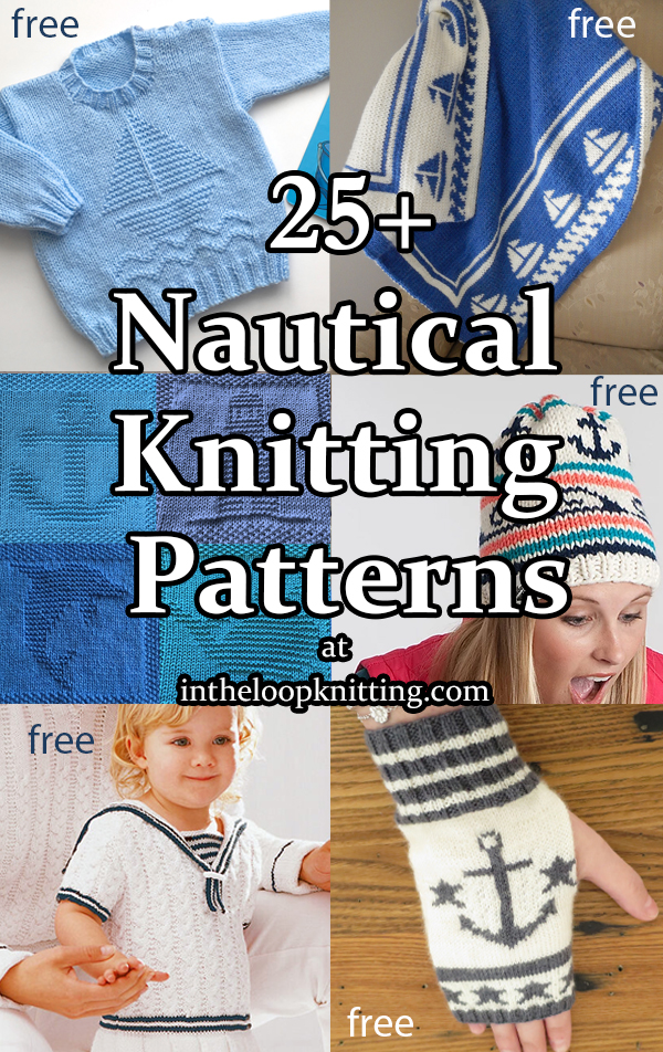 Knitting patterns for accessories, clothes, blankets, and other projects with nautical themes including boats, anchors, and more. Most patterns are free. Updated 10/27/2022