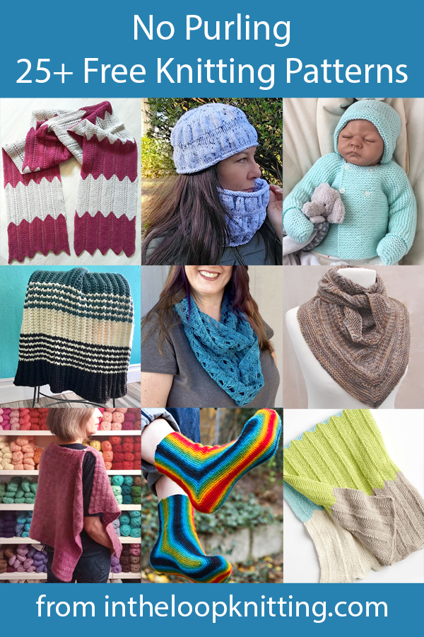 Love to knit but hate to purl? These knitting patterns for blankets, scarves, shawls, and more are created without purling. Most patterns are free.
