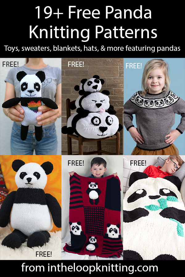 Panda Knitting patterns for panda toys and clothing, blankets and more featuring panda motifs. Most patterns are free.