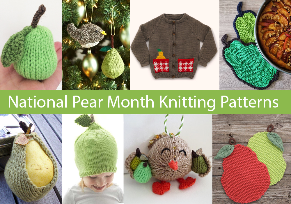 Free knitting patterns for ornaments, decorations, clothes featuring pears. Most patterns are free.