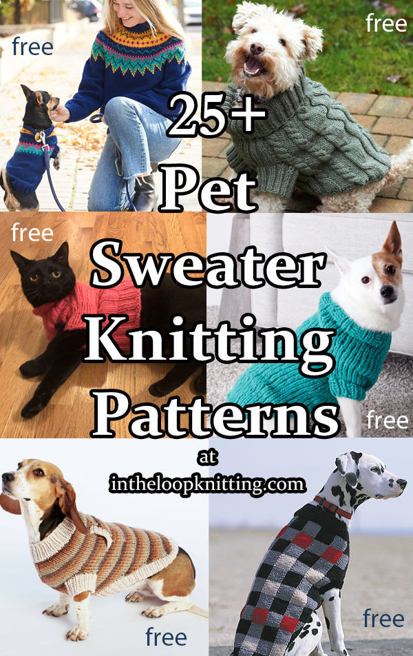 Pet SweaterKnitting patterns including dog and cat sweaters and coats. Most patterns are free.