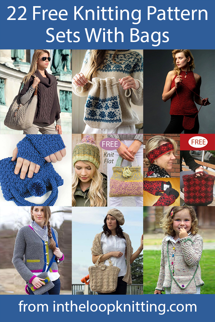 Free knitting patterns for bags with matching accessories. Most patterns are free.