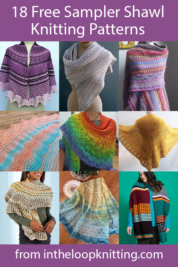 Free knitting patterns for shawls knit with a variety of stitch patterns in sampler form. Many of the patterns are free. Updated 7/24/23