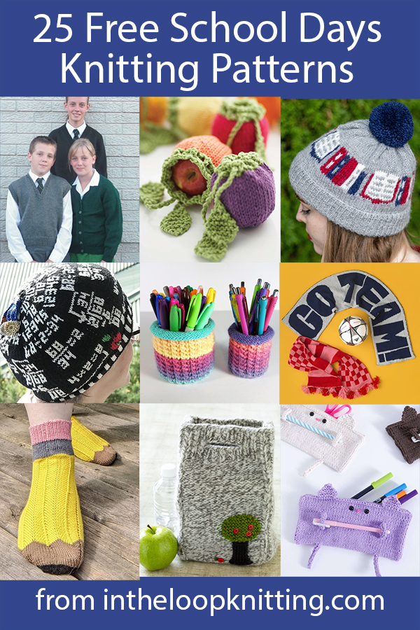 Free knitting projects for students and teachers going back to school or college.