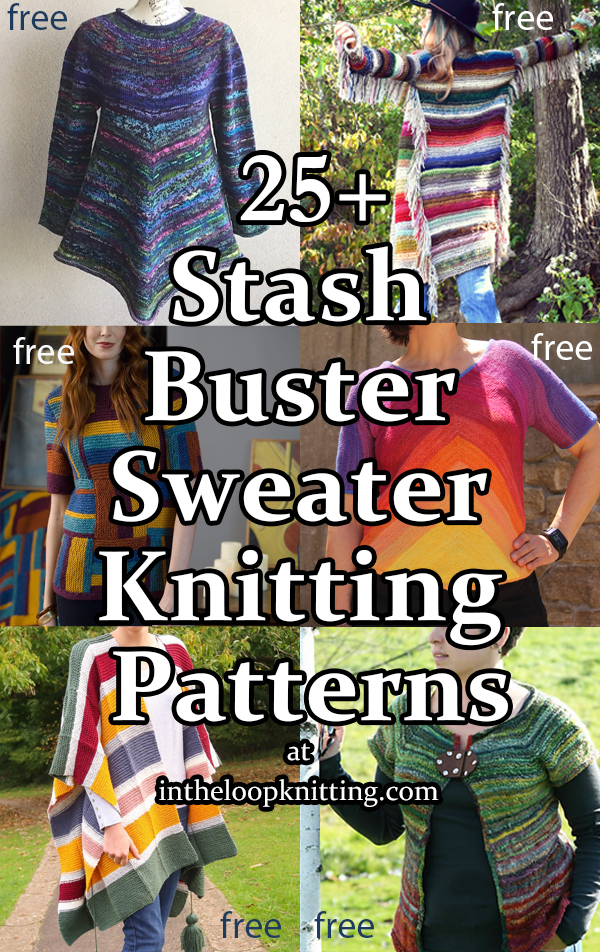 Scrap Yarn Sweater Knitting Patterns. These sweater, cardigan, poncho, and other clothing projects are great ideas to use up your leftover and stash yarn. Many of the patterns are free. Updated 8/24/23