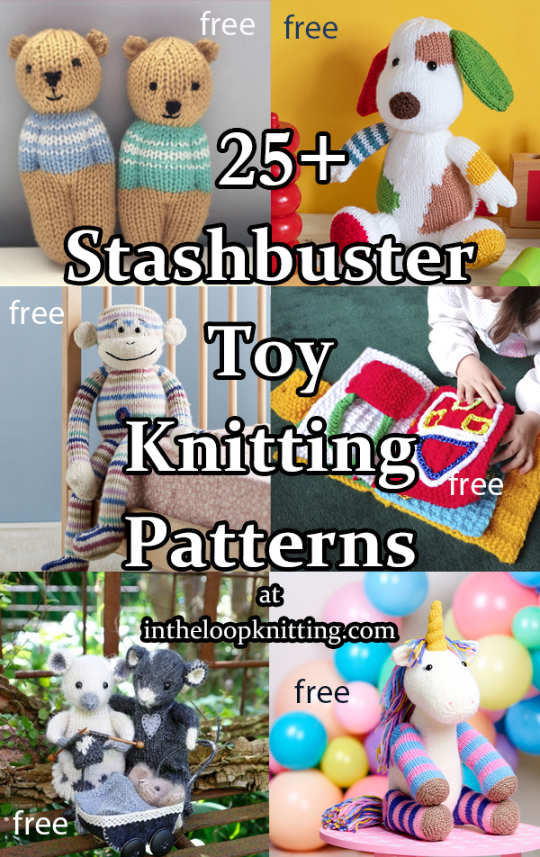 Scrap Yarn Toy Knitting Patterns. These stashbuster toy softies are designed to use up leftover yarn. Updated 5/6/23