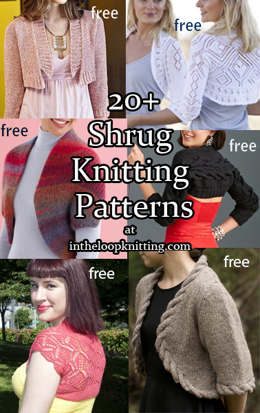 Shrug and Bolero Knitting Patterns. Shrugs and boleros are great for topping off evening wear, a special occasion dress, or even a bridal gown. But they are also great for casual wear too, making them a versatile way to keep warm and still be in style.Most patterns are free. Updated 3/8/23