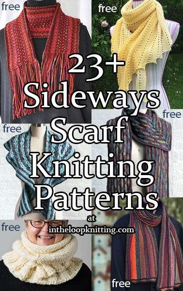 Sideways Scarf Knitting patterns for scarves knit lengthwise. Most patterns are free.