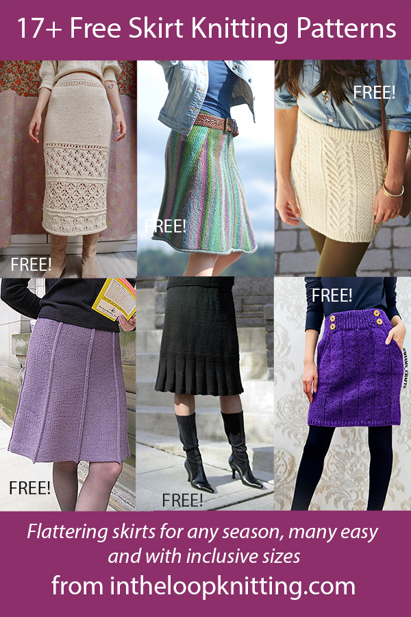 Skirt Knitting Patterns for all seasons, including easy skirts, stash buster skirts, and inclusive sizes. Most patterns are free.