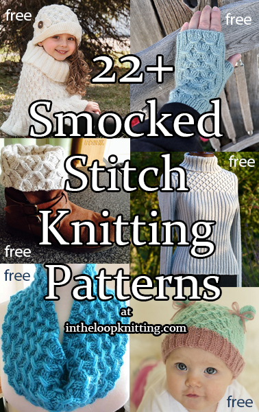Knitting patterns for accessories, clothes, baby clothes, home decor knitting projects with smocking stitch. Most patterns are free.