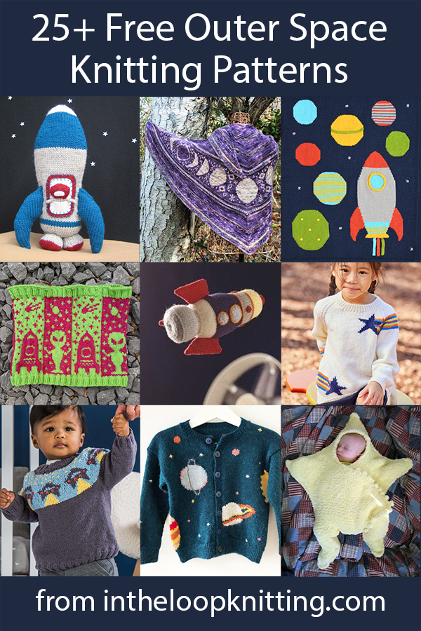 Knitting patterns inspired by outer space - fact and fiction. Most patterns are free.