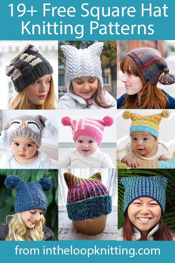 Free knitting patterns for baby and adult hats that are knit with square tops. Most patterns are free.