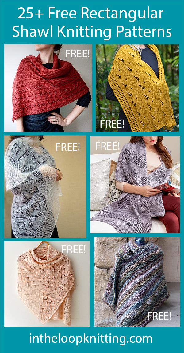 Free Shawl Knitting Patterns. Rectangular shawls and wraps including lace, textured, easy, cables, and more. Updated 6/6/23