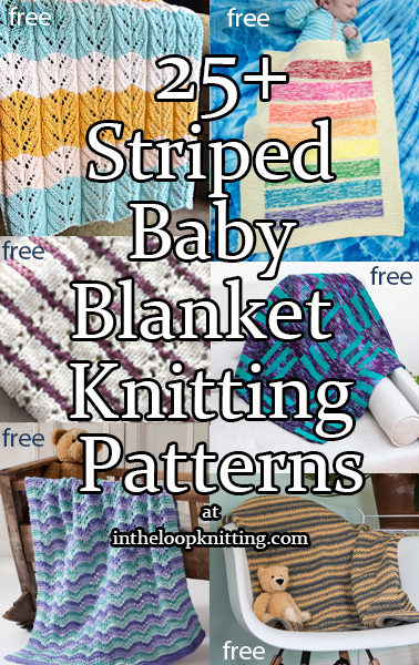 Striped Baby Blanket Knitting Patterns for Baby blankets knit with stripes of all kinds. Many are easy.  Most patterns are free. Updated 7/6/2022