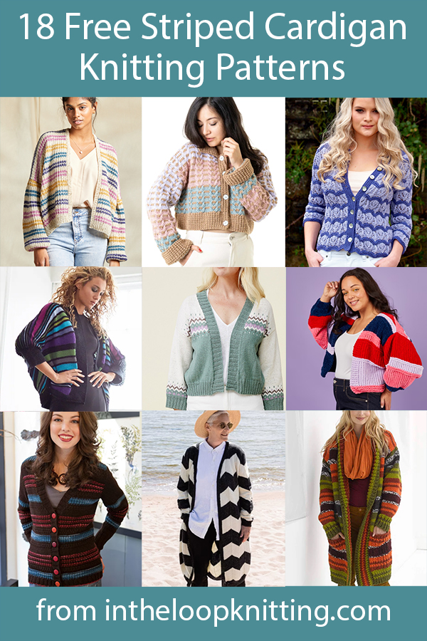 Striped Sweater Knitting Patterns. These pullovers, cardigans, and tops feature stripes of color, stitches, and more. Many of the patterns are free
