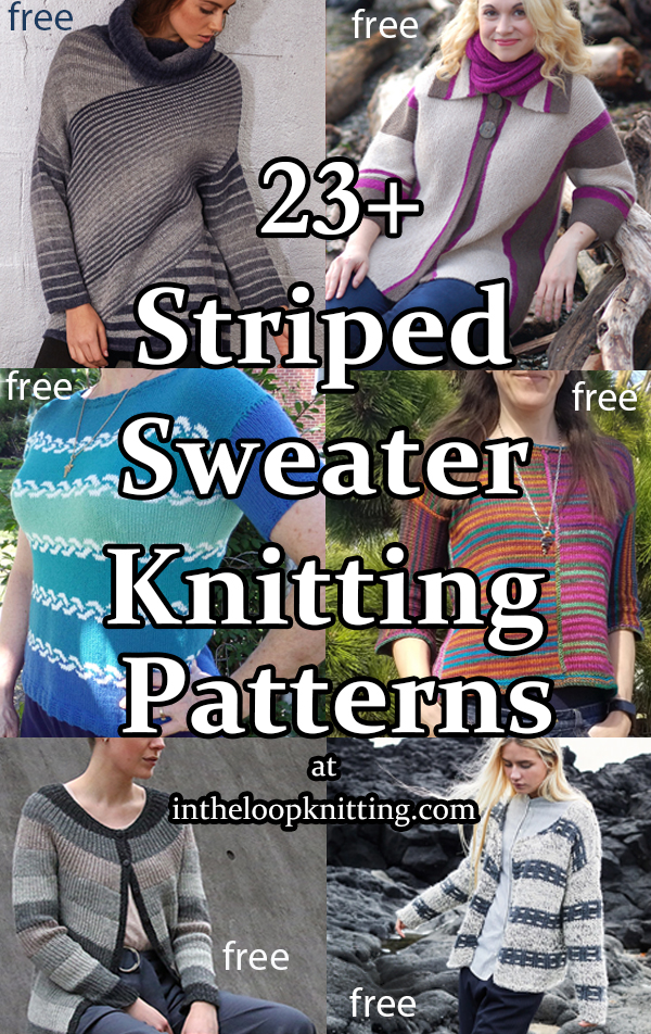 Striped Sweater Knitting Patterns. These pullovers, cardigans, and tops feature stripes of color, stitches, and more. Many of the patterns are free