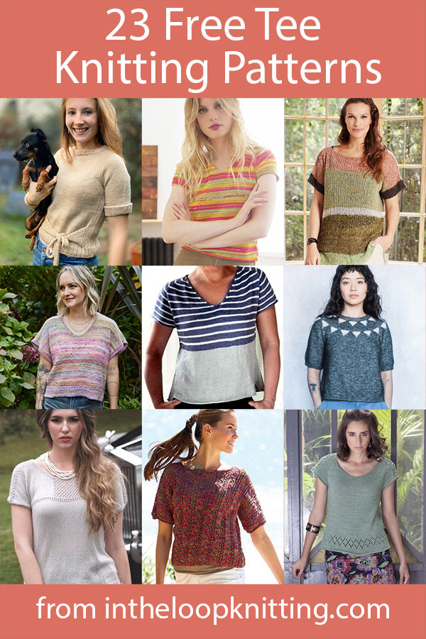 Tee Top Knitting Patterns. Short sleeved pullover top knitting patterns. Most patterns are free.