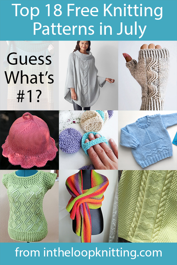 The top 18 free knitting patterns on my blog including blankets, ponchos, baby clothes, shawls, women's clothes, plus bonus of the top for purchase patterns. Most patterns are free.