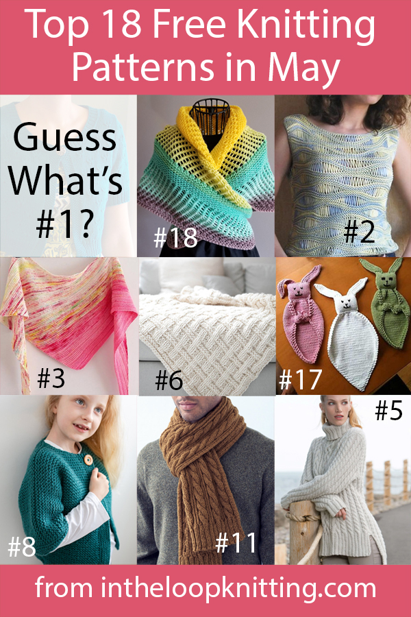 The top 16 free knitting patterns on my blog including cardigans, tops, shawls,  women's sweaters, scarves, plus bonus of the top for purchase patterns. Most patterns are free.