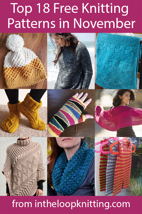 The top 18 free knitting patterns on my blog including slippers, mittens, sweaters, blankets, shawls, toys, ponchos, more, plus bonus of the top for purchase patterns. Most patterns are free.