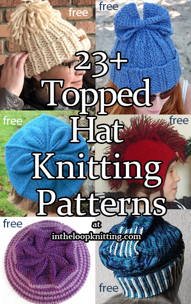 Topped Hat Knitting Patterns. Knitting patterns for hHats with a special touch at the crown. Most patterns are free.