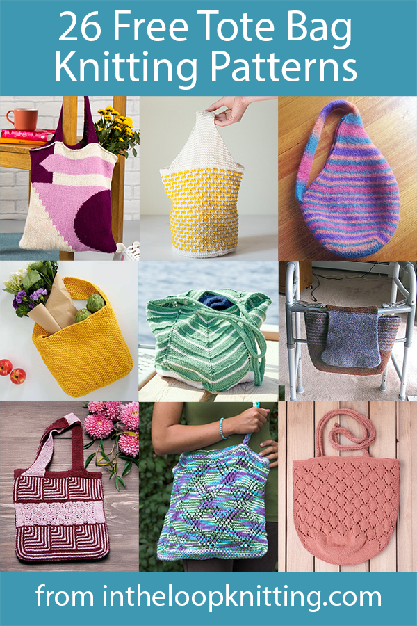 Tote Knitting Patterns. Tote bags are great when you need to carry more than a phone and a credit card. These totes range from collapsible market totes to dressy bags to beach carryalls. Most patterns are free.