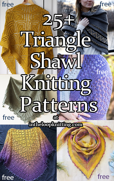 Knitting patterns for triangle shaped shawls. Many of the patterns are free.