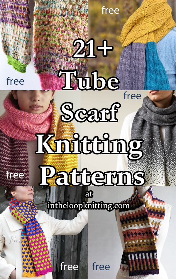Tube Scarf Knitting Patterns. for scarves knit in a tube to hide reverse side stitch work. Most patterns are free.