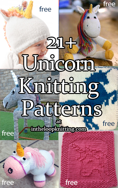 Unicorn Knitting Patterns. Knitting patterns for unicorn toys, hats, cloths, and other projects. Many patterns are free.