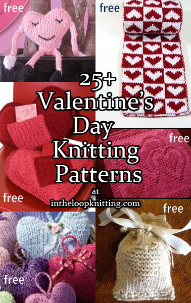 Valentine’s Day Knitting Patterns. Knitting patterns for clothing, accessories, blankets, and decor with heart motifs in colorwork, stitch patterns, lace, and cables. Most patterns are free.