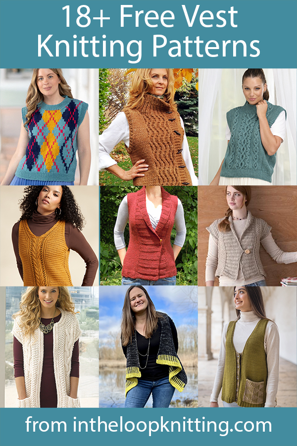 Vest Knitting Patterns. Knitting patterns for vests, most are free. Some that button on the sides, some in front, some that are draped, some with collars, some without.  Most patterns are free.