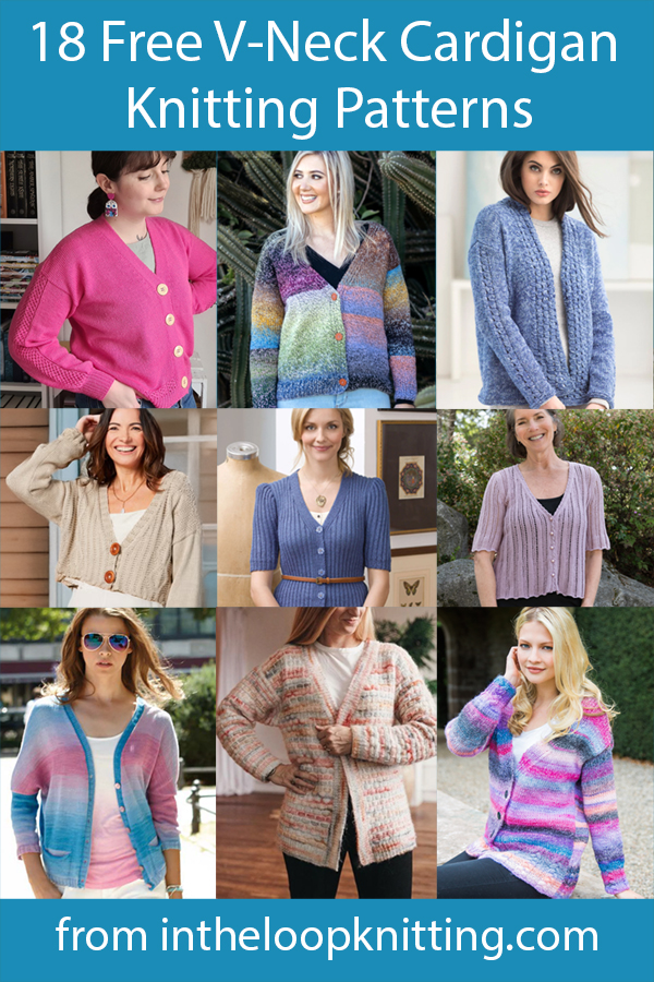 Free knitting patterns for easy cardigan sweaters, including beginner patterns.