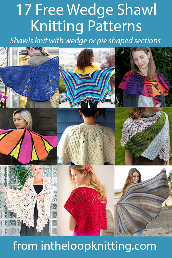 Free knitting patterns for shawls shaped with wedges or triangles. Most patterns are free.