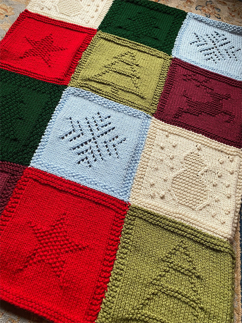 Christmas Patchwork Blanket Knitting Pattern