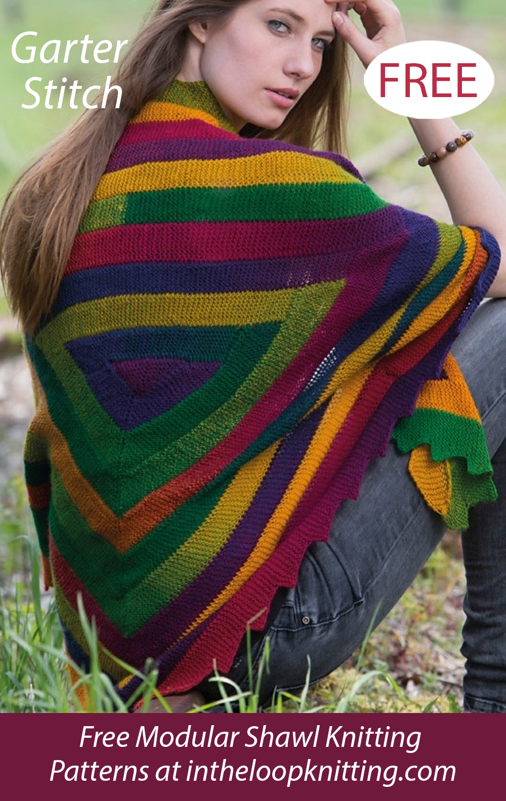 Free Multi-Colored Triangle Wrap Knitting Pattern