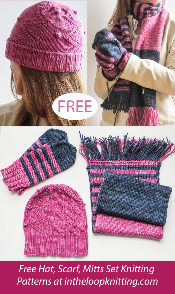 Free 1-2-3 Hat, Scarf, Mittens Set Knitting Pattern