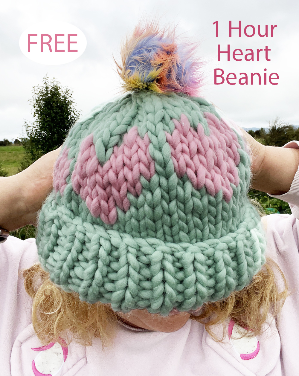 Valentine's Day 1 Hour Heart Beanie Free Knitting Pattern