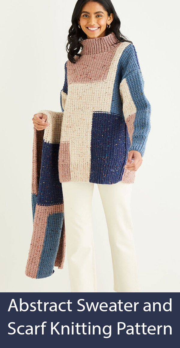 Abstract Sweater and Scarf Knitting Pattern Sirdar 