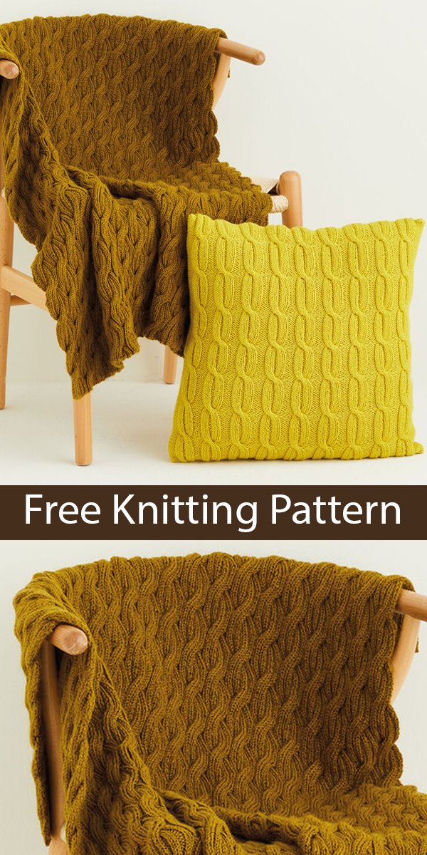 Free Cable Blanket and Cushion Cover Knitting Pattern Sirdar 10349