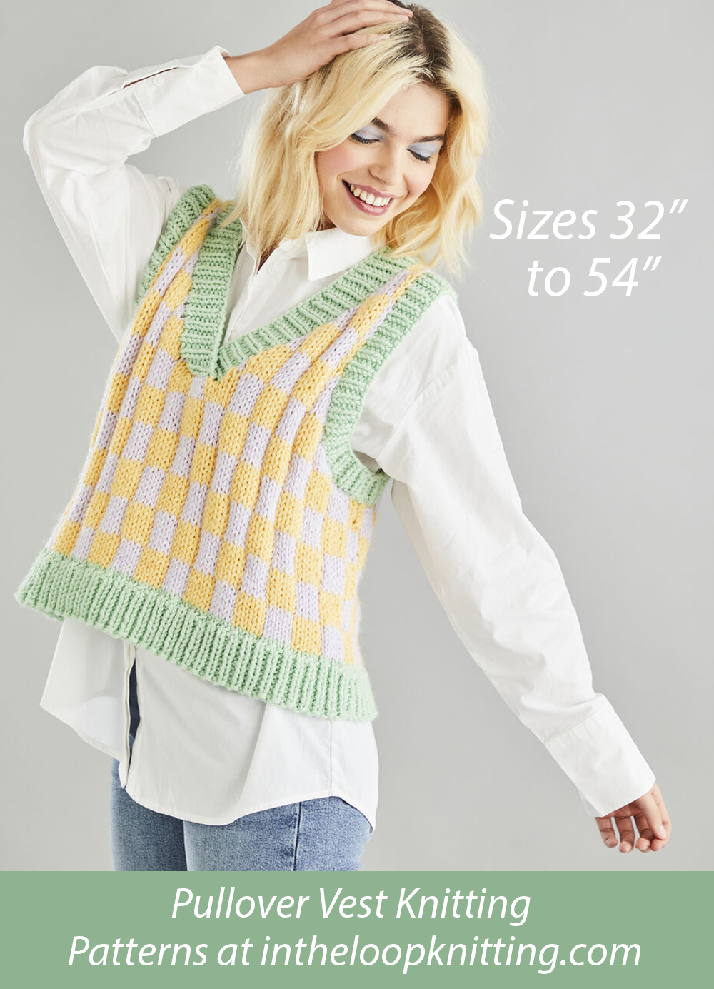 Checkerboard Sweater Vest Knitting Pattern Sirdar 5484