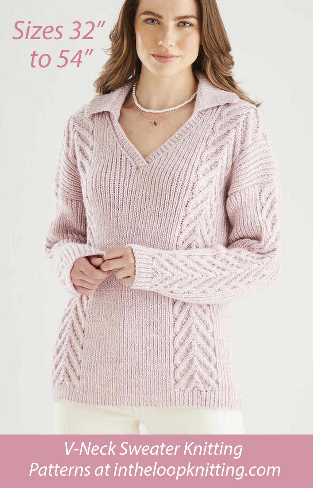 V Neck Collared Sweater Knitting Pattern