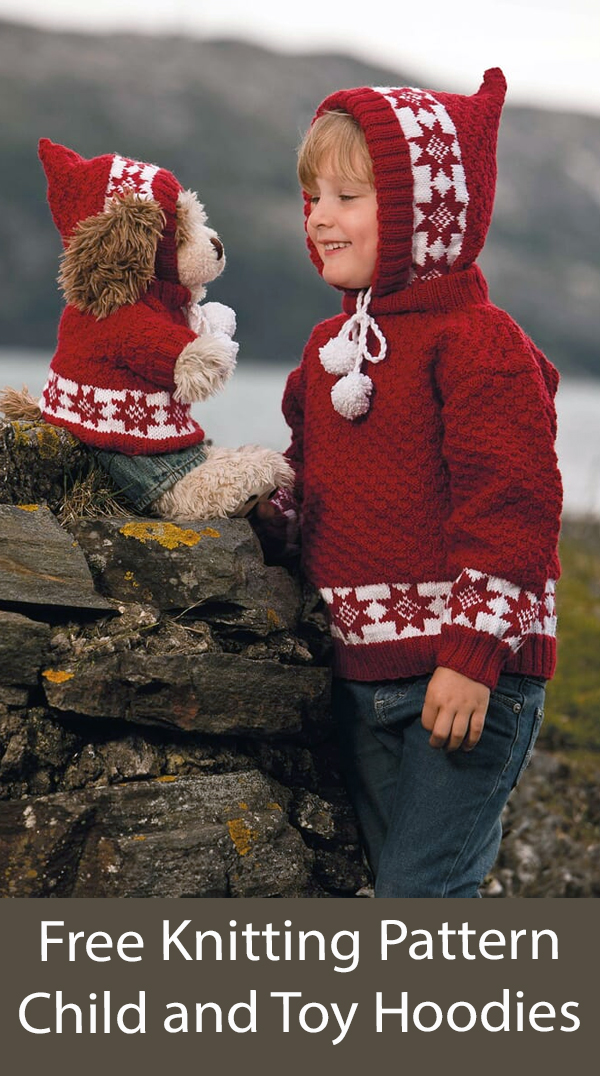 Child and Toy Hoodies Free Knitting Pattern Matching Sweaters