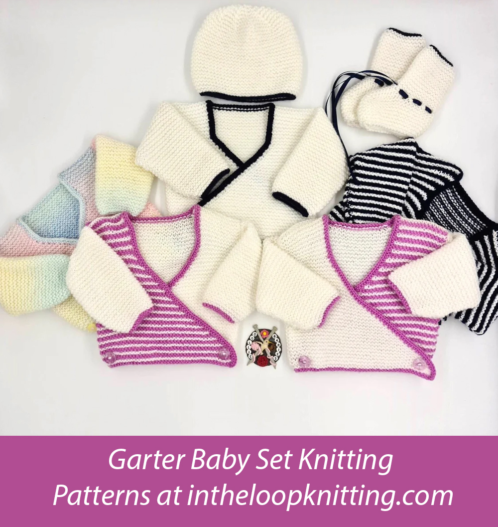 Garter Stitch Crossover Baby Cardigan Set Knitting Pattern